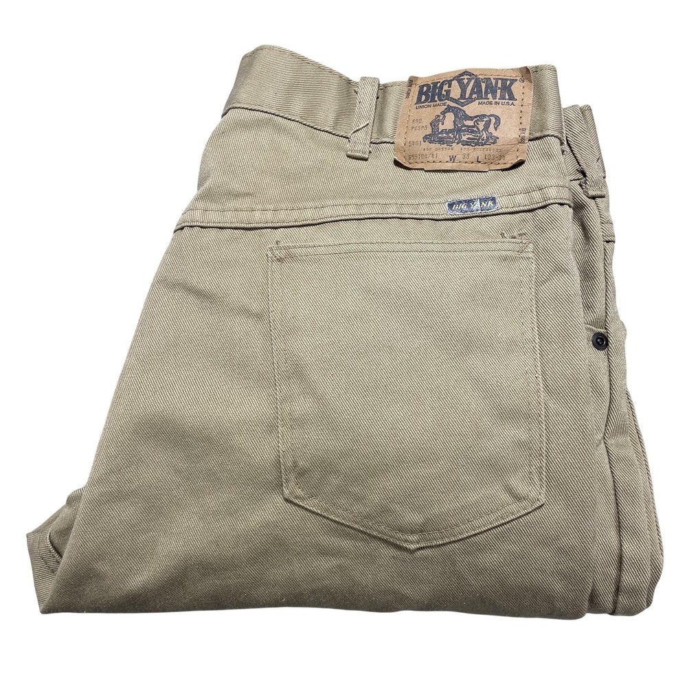 Vintage Big Yank‎ Jeans Mens 38x30 Beige Straight Leg Denim USA Union Made